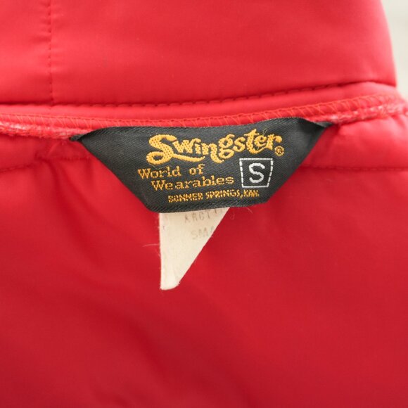 Vintage 1970s Red Quilted Puffer Jacket - Retro Insulated Workwear Coat Size Med - Picture 3 of 10